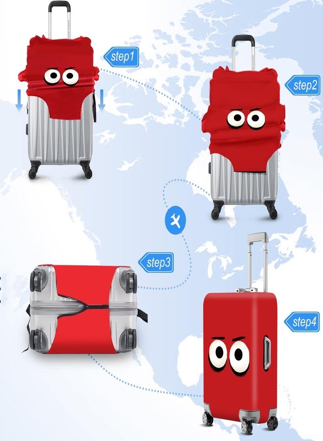 ANNA QUEEN Cut Emoticons Red Luggage Cover Washable Suitcase Protector Suitcase Cover Anti-Scratch,Stretchable Fit for 18-32Inch Luggage,Travel Bag Cover S(fits 18-21inch suitcase) - Image 5